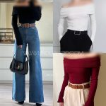 کراپ یقه قایقی - Image 2