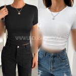 کراپ یقه گرد آستین کوتاه - Image 2