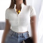 کراپ نیم زیپ آستین کوتاه - Image 2