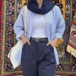 شومیز آبی راه راه - Image 2