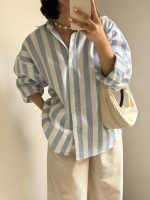 شومیز لینن راه راه ساحل - Image 5